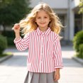 thumbnail image 6 of Girls Striped Long Sleeve Shirts Boys Button Down Formal Uniform Collared Shirt with Chest Pocket Spring Fall Clothing 4T, 6 of 7