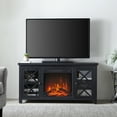 thumbnail image 3 of Evelyn&Zoe Colton Rectangular TV Stand with Log Fireplace for TV's up to 55", Black, 3 of 10