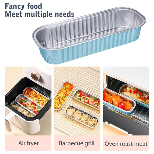 Caja De Lata De Freidora De Aire Freidora de aire desechable Bandeja de lata Caja de lata para hornear de papel de aluminio (azul claro 50 piezas)