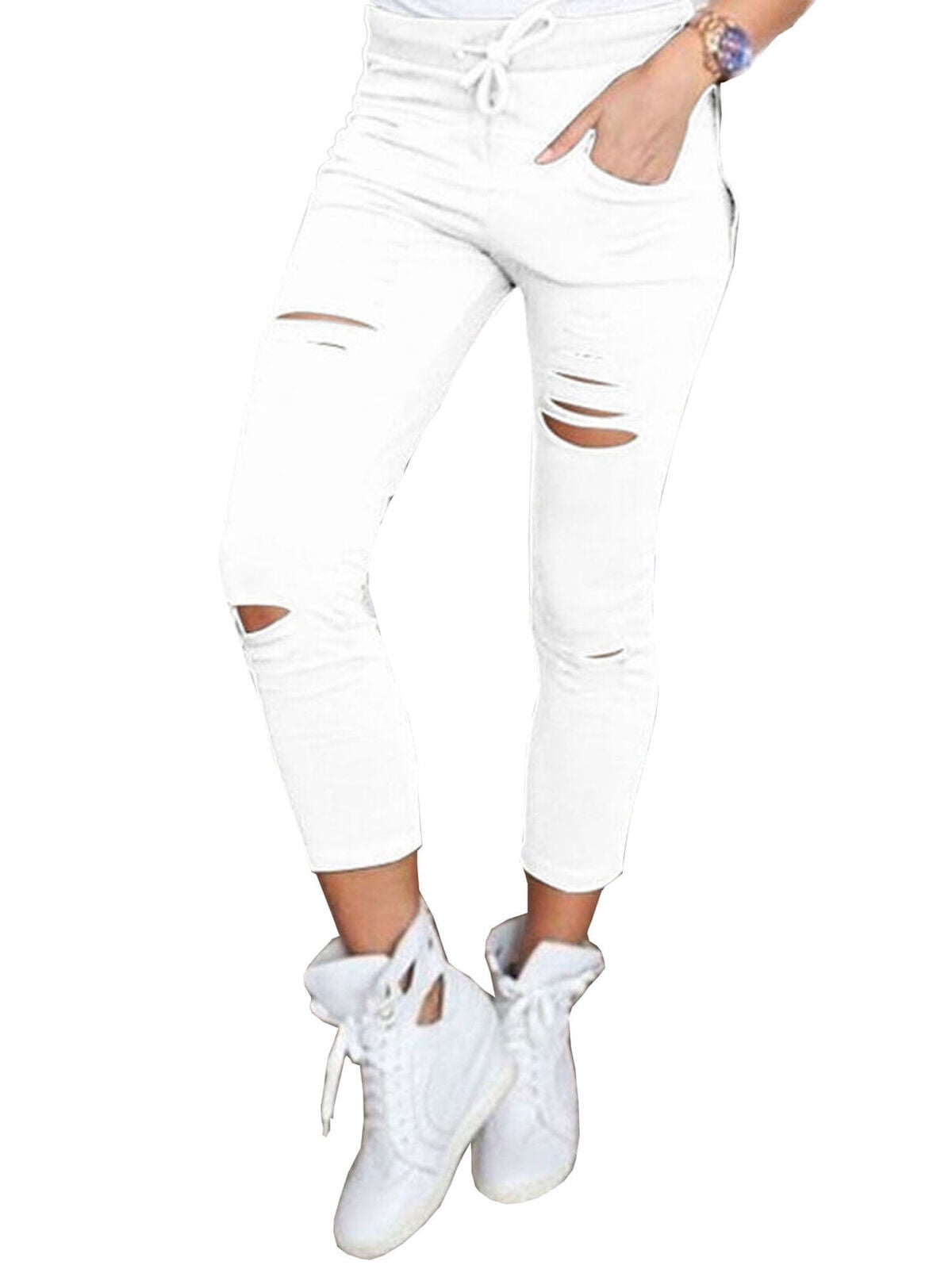 white ripped jegging jeans