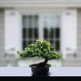 thumbnail image 4 of Artificial Bonsai Tree Fake Plants for Home Decor, Living Room Bathroom Bookshelf Entryway Table Wall Shelf Modern Farmhouse Decor, 9.5" Tall, Green, 4 of 8