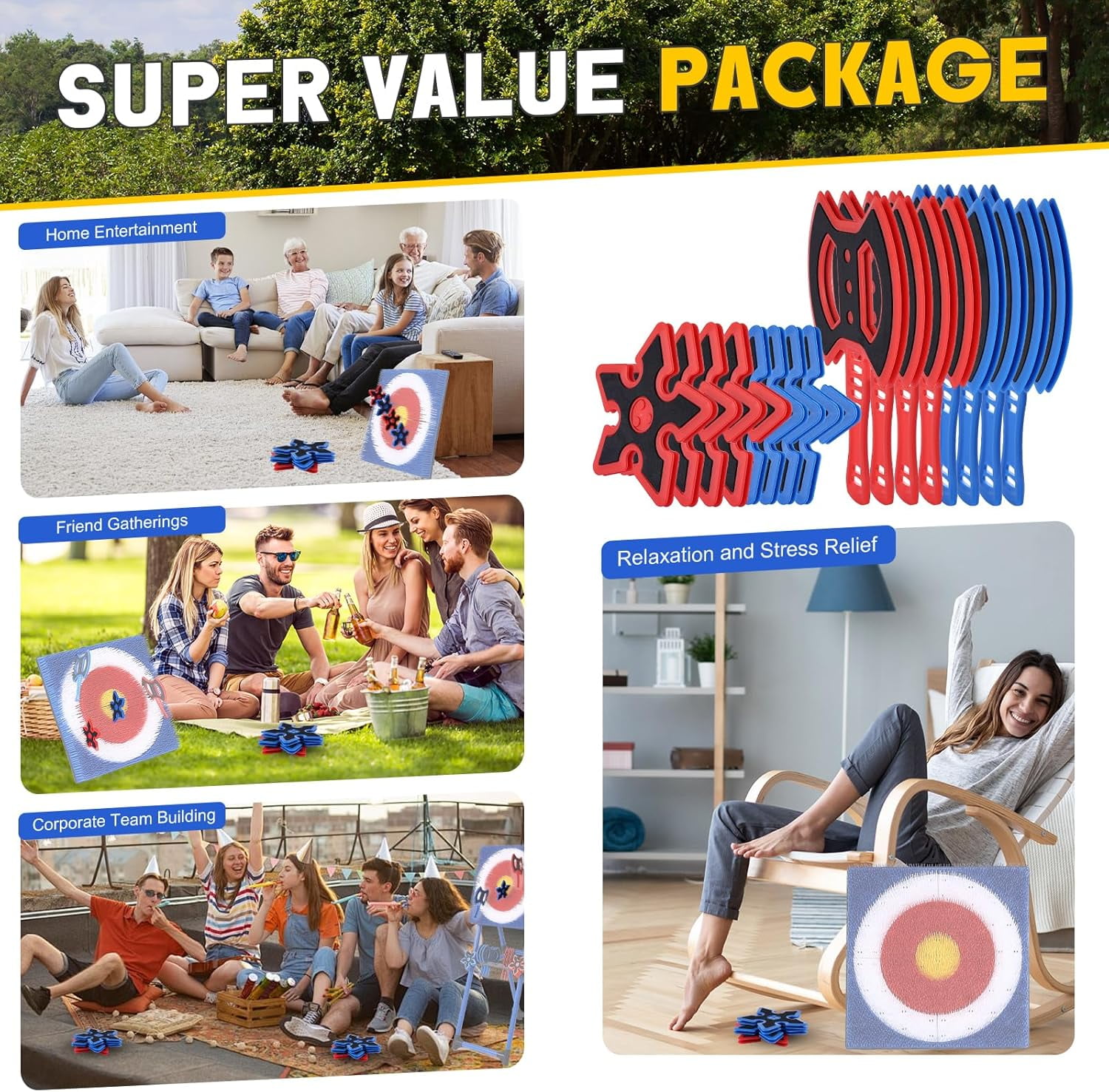 8 Pcs Throwing Axe for Bristle Throwing Targe, Plastic Training Kit with 8 Throwing Axes, Backyard Game Accessories for Indoor and Outdoor Family Entertainment