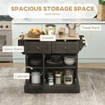 thumbnail image 3 of HOMCOM Kitchen Island on Wheels Kitchen Storage Cabinet Utility Cart Brown, 3 of 9