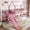 Pink, variant on Bellemave Bunk Bed with Slide and Stairs, Metal Twin Over Twin House Bunk Bed Frame with Storage Shelves, Floor Low Bunk Beds for Bedroom (Black)