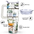thumbnail image 3 of 40oz Watercolor Cactus Succulents Stainless Steel Flip Straw Tumbler Spill Proof Travel Cup Double Wall Vacuum Insulated Coffee Mug with Top Handle, 3 of 6