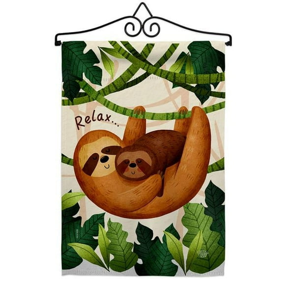 Ornament Collection GS190014-BO-02 13 x 18.5 in. Relaxing Sloths Garden Flag Set for Animals Wildlife Double-Sided Decorative Vertical Flags & House Decoration Banner Yard Gift