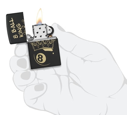 Zippo Lighter - Customized Engraved Message Windproof King 8 Ball Design 46291