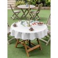 thumbnail image 3 of Outdoor Tablecloth with Umbrella Hole and Zipper, Christmas Eucalyptus Round Table Cloth 54 Inch Waterproof Tablecloth, Xmas Botanical Weeping Berry Pine Cones Picnic Table Cover for Patio Camping, 3 of 7