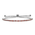 thumbnail image 4 of Sterling Silver Rhodium-plated January Birthstone Red Cubic Zirconia Adjustable Bracelet, 4 of 5
