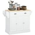 thumbnail image 1 of HOMCOM Kitchen Island with Rubber Wood Top Rolling Kitchen Serving Cart, 1 of 10