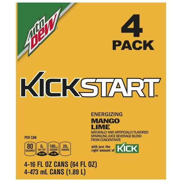 Mountain Dew Kickstart Energizing Juice Beverage, Mango Lime, 16 Fl Oz