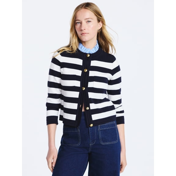 Free Assembly Women's Ruffle Neck Cardigan Sweater, Midweight, Sizes XS-XXL