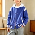 thumbnail image 4 of Boys Varsity Bomber Jacket Girls Baseball Collar Jackets Color Block Drop Shoulder Sweatshirt Lightweight Uniform Preppy Coat, 4 of 4