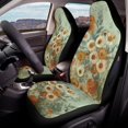 thumbnail image 4 of CHAQLIN Retro Daisy Pattern Car Front Seat Cover Set Polyester Washable Easy to Install Front Car Seat Covers for Interior Accessories, 4 of 11