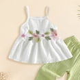 thumbnail image 4 of mgoYE Toddler Baby Girl Summer Short Clothes Infant Summer Outfits Set Ruffled Sleeveless Shirts Floral Tops + Pants Clothing Set 9 12 18 24 Month 3 Year Size 6-9 Months, 4 of 5