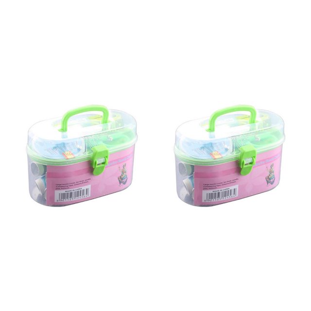 Monstrate Caja de costura de plástico para el hogar, juego de hilo de costura DIY, bordado portátil, herramientas para acolchar agujas 2piezas Monstrate CBP156962