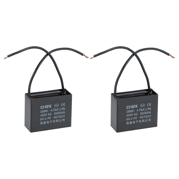 2 Wire CBB61 Ceiling Fan Capacitor 4.75uF 450V AC, Metallized