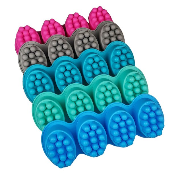 6786 4 molde de silicona para jabón de masaje con puntos convexos molde ovalado para pastel de mousse vela perfumada molde de jabón manual oso de fresa Hogar