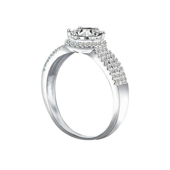 Whudwhu Moissanite Emerald Ring in Silver 1 Carat Wedding Ring for Women