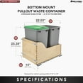 thumbnail image 4 of Rev-A-Shelf Double Pull Out Trash Can 35 Qt w/ Soft-Close, 4WCSC-1835DMND-2, 4 of 13