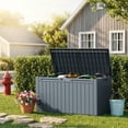 thumbnail image 6 of Homall 98 Gallon Deck Box with Lockable Lid, Waterproof Outdoor Storage Container for Patio, Garden & Backyard, Gray, 6 of 7