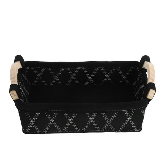 Hytrove Chic Rectangle Organizing Bins For Craft Supplies Snacks And Soft Material With Wooden Handles