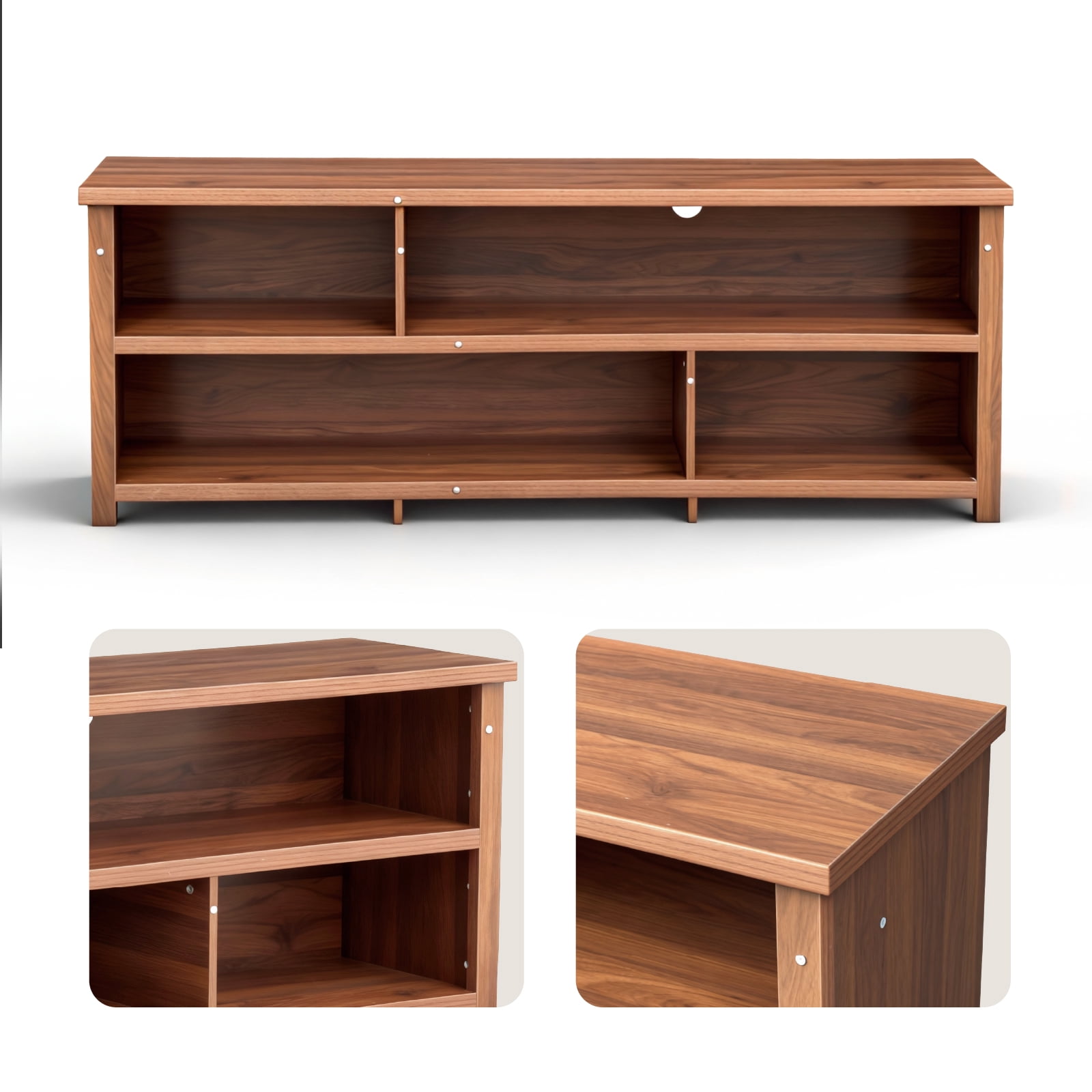 TV Stand, Double Layer Entertainment Center with Open Storage Shelves, Modern TV Console for Living Room & Bedroom, Dark Brown Particle Board 70.07"x15.75"x24.4"