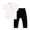 Black, variant on Toddler Matching Set Boys,Cotton Henley Neck Short Sleeve Top Wide Leg Pants Casual Outfit Light Blue 2-3t
