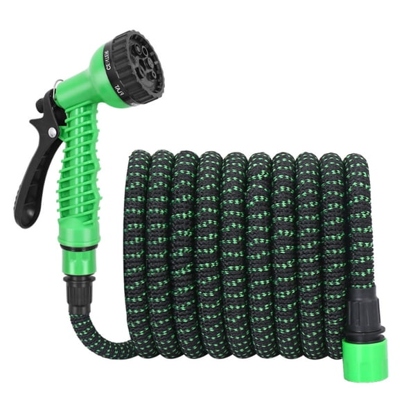 Car Wash Garden Water Pipe For Outdoor Cleaning, Portable And Convenient Black Green Expandable Hose, 50Ft Latex Hose With Full Metal Connector