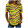 thumbnail image 2 of BRGZLK Shirt For Women Trendy Casual Holiday Tiger Print T-Shirt Graphic Tiger Stripe Sequin Shirt, 2 of 5