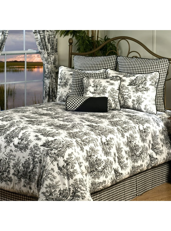 VICTOR MILL Plymouth Toile black and white Queen 9-piece Luxury Bedding Set