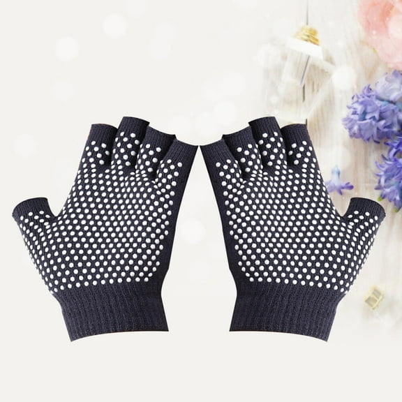 ADDHAT 1 Pair Non-Slip Breathable Comfortable Exercise Gloves in Dark Grey for Yoga and Various Occasions
