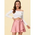 thumbnail image 3 of Allegra K Wrap Skater Faldas Minifalda de raso de cintura alta para mujer Rosa claro XS, 3 of 5