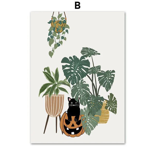 Pintura de arte de pared de Otoño de esqueleto de diente fantasma de Halloween botánico, carteles nórdicos e impresiones, arte de pared de sala de estar personalizable
