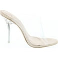 thumbnail image 6 of CAPE ROBBIN Allure Women's Dressy Peep Toe Clear Transparent Strap Slip On Clear Heels - Nude, 6 of 7
