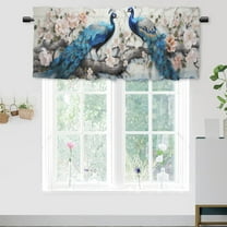 Peacock Kitchen Window Curtain Valance Elegant Animal Flower Retro Peacock Feather Window Treatment for Living Room Bedroom Bathroom 54 by 18 in, 1 Panel