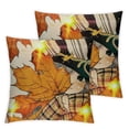 thumbnail image 2 of Jrxy Lighted Fall Thanksgiving Pillow Covers 2pcs Buffalo Plaid Orange Pumpkin Maple Leaves Throw Pillow Covers for Home Decor, Fall Decor Pillows for Couch Sofa, Various Sizes 24x24in, 2 of 6