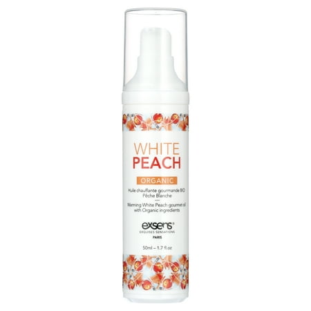 Exsens Organic White Peach Gourmet Warming Intimate Massage Oil, Flavored, All Natural, Vegan, Non-Staining, 50ml (1.7 fl.oz), 1 Count