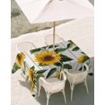 thumbnail image 3 of 52x70 Inch Outdoor Tablecloth with Umbrella Hole Zipper Rectangle Sunflowers Rectangular Tablecloths Outside Waterproof Botanical Floral Leaves Beige Wooden Grain Patio Table Cover for Picnic Party, 3 of 8
