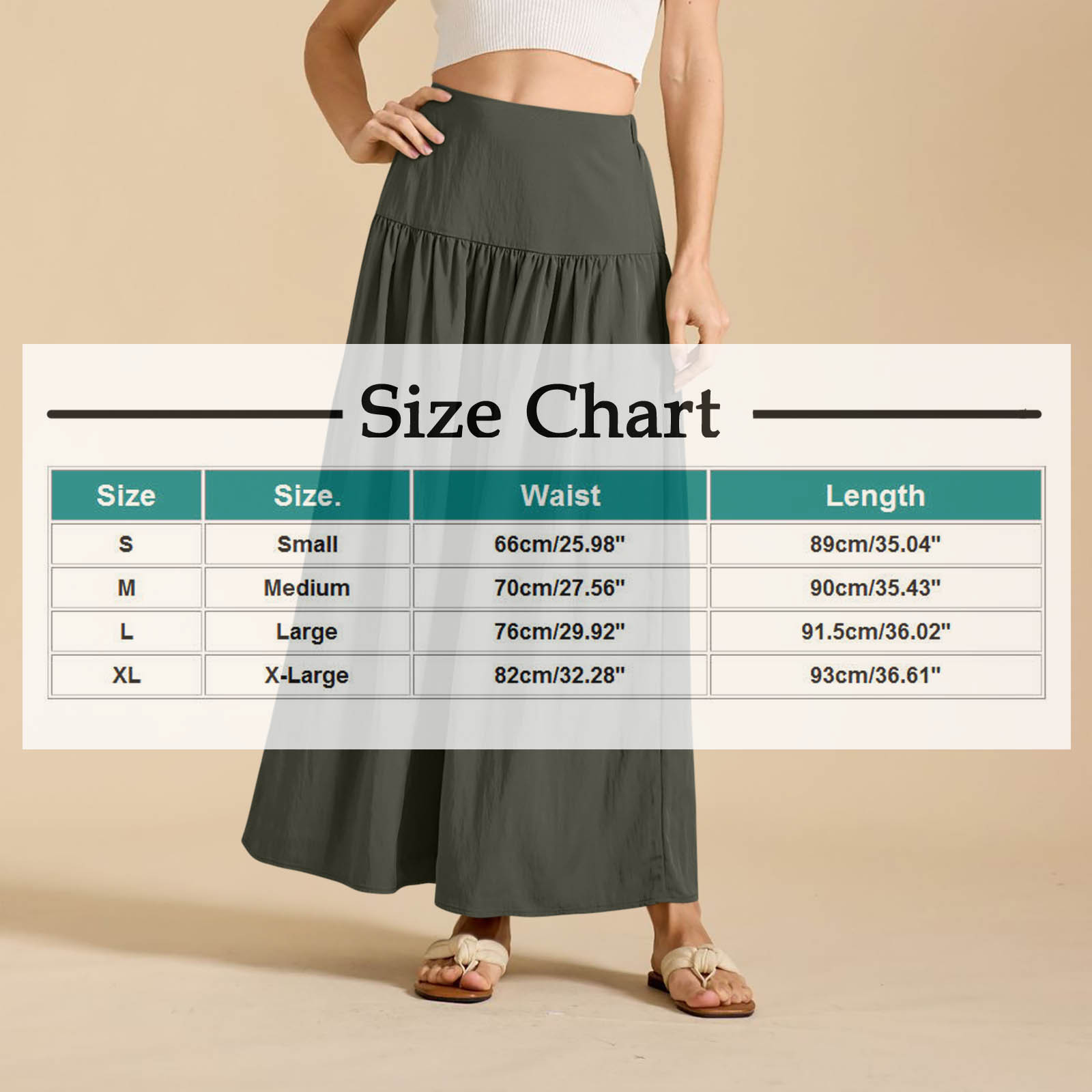 Jupe Mi-longue Femme - Taille élastique - Coupe évasée Décontractée - Pour été Et Travail