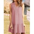 thumbnail image 4 of Robes Femmes Printemps Été Col en V Boutonné Sans Manches Mini Robe d'Été avec Poches Gris Rose Pâle TTG, 4 of 9