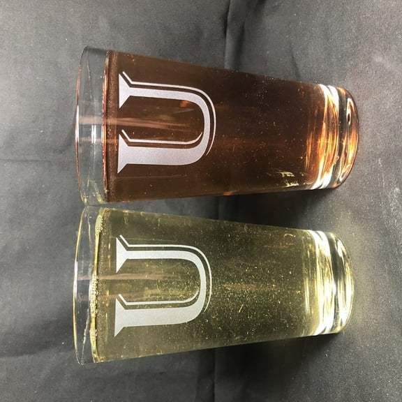 16OZ MONOGRAM BEER GLASS U SET OF 2