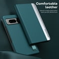 thumbnail image 5 of SaniMore for Google Pixel Fold Case, Hidden Bracket PU Leather Skin [Wear-resistant & Anti-scratch] Magnetic Closure Foding Shell Slim Fit Lightweight Shockproof Anti-drop Cover, Cyan, 5 of 7