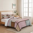 thumbnail image 5 of Queen Quilt Set 90''x96'', Pink Brown Vintage Lightweight Bedspread Coverlet Set with 2 Pillow Shams, Retro Farmhouse Elegant Pastoral Breathable All Season Quilt Bedding for Bedroom/Guest Room, 5 of 9
