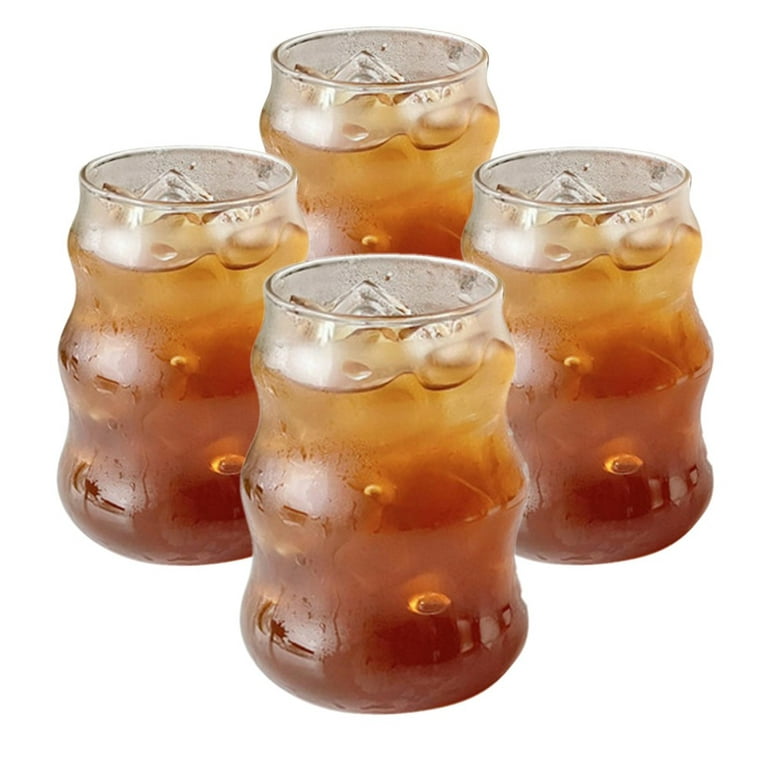 Jlong Drinking Glasses Set of 4 - 22oz Iced Coffee Glasses, Iced