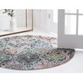 thumbnail image 3 of Rugs Charleston Collection Vintage Distressed Blue Multi Area Rug, 5 Ft Round, Soft Underfoot, 3 of 9