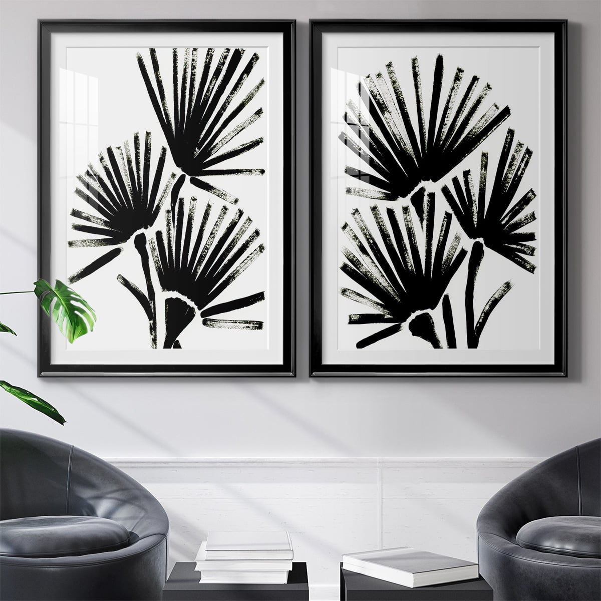 Wexford Home Fan Brush I Premium Framed Print, 26.5" x 36.5" - Ready to Hang, Black (Set of 2)
