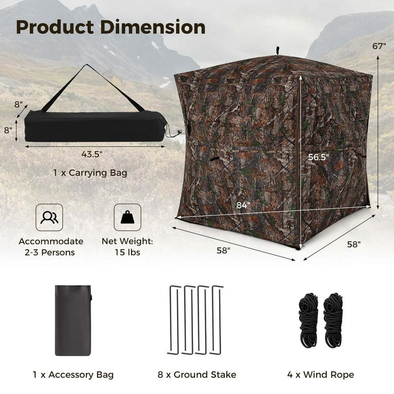 Costway 360 Degree One-Way See-Through Hunting Blind with Full