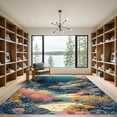 thumbnail image 2 of ODIKA 8'x10' Machine Washable Non-Slip Area Rug, Watercolor Teal High Traffic Rug with Pad, Blue, 1057588, 2 of 8