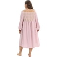 thumbnail image 5 of Baywell Long Nightgown Women's Square Neck Long Sleeve Sleepwear Full Length Night Dress Soft Comfy Loungewear Pink XL-4XL, 5 of 5